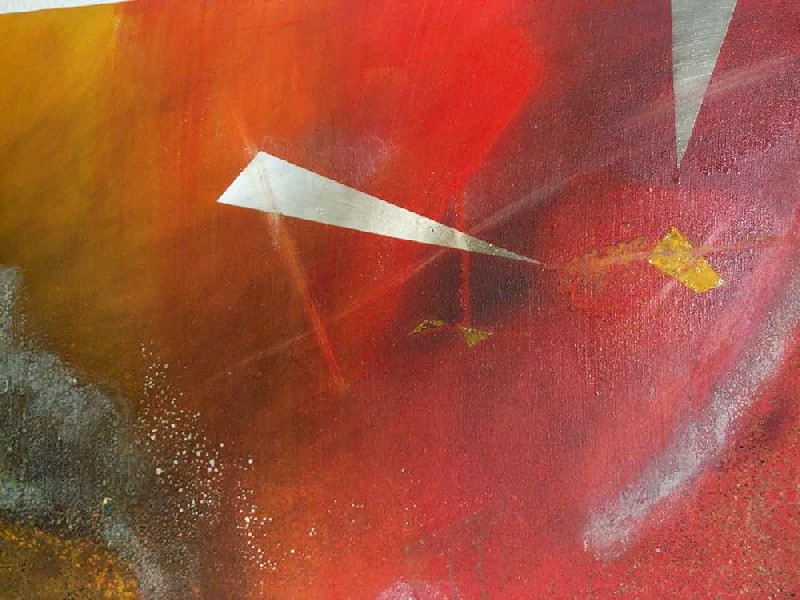 Alex Arnold - Traumgewitter II. (2003, Ausschnitt). Mischtechnik auf Leinwand. 50x120 cm.
